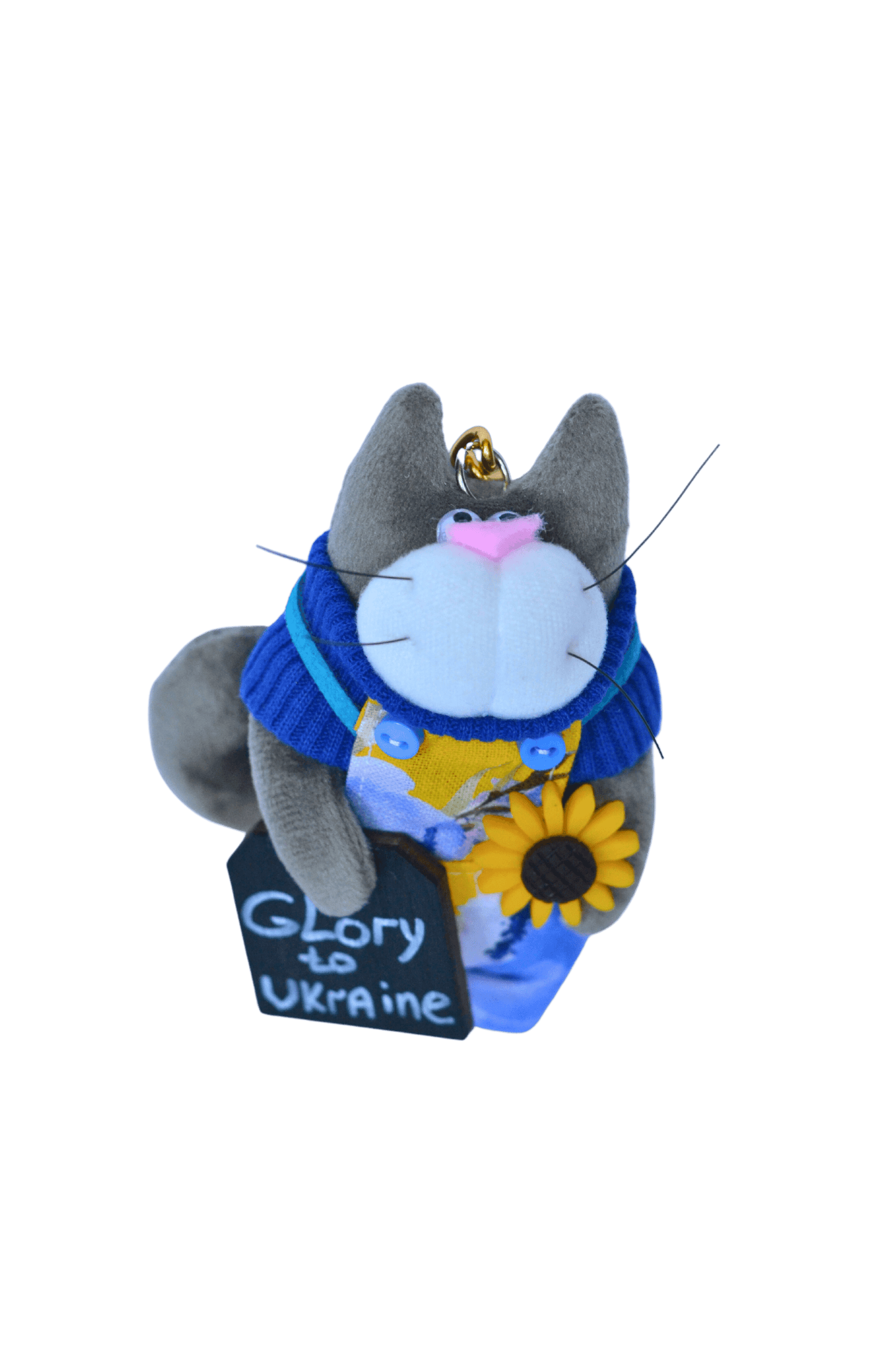 Ukrainian Handmade Cat Keychain Holder and Brooch Ukrainian Cats Charm Made in Ukraine