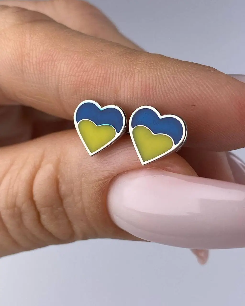 Ukraine Flag Earrings Blue Yellow Ukrainian Heart Ukrainian Stud Earrings | 925 Sterling Silver | Silver Earrings for Women | Made in Ukraine