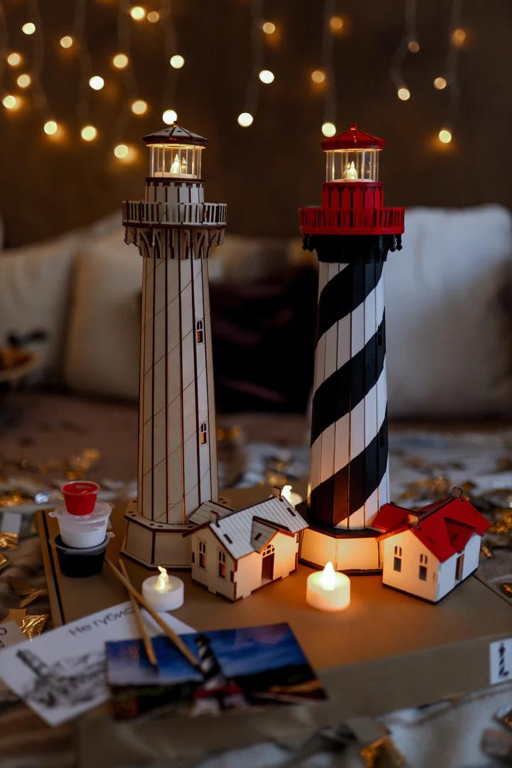 Decorative Lighthouse St. Augustine Light 3D Wooden Puzzles Wooden Lighthouse Decor 3-D Models for Self-Assembly Craft Construction Model Kit Decoration Light Tower Handcrafted Made in Ukraine