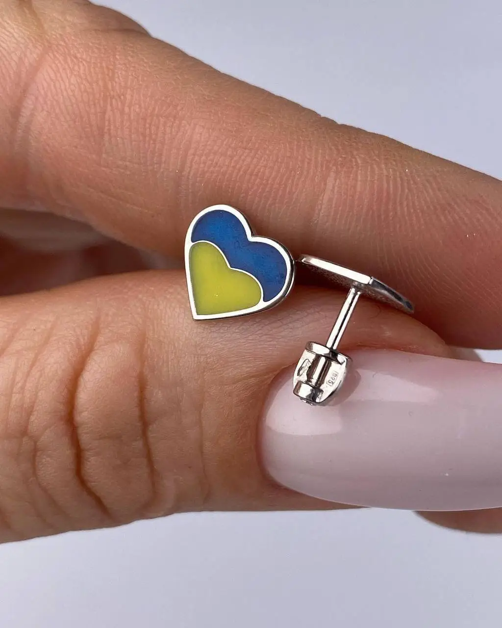 Ukraine Flag Earrings Blue Yellow Ukrainian Heart Ukrainian Stud Earrings | 925 Sterling Silver | Silver Earrings for Women | Made in Ukraine