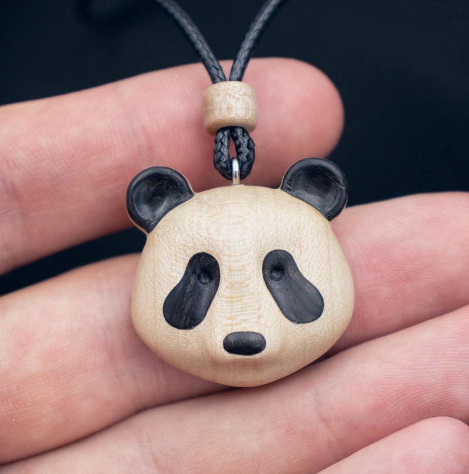 Wood Panda Necklace Lovely Panda Pendant | Zoo Collection | Wooden Pendant Necklace Jewelry Gifts for Women Men | Ukrainian Craft | Handmade Pendant Made in Ukraine