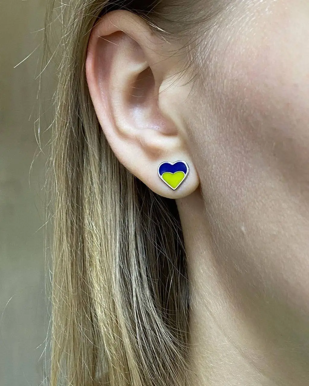 Ukraine Flag Earrings Blue Yellow Ukrainian Heart Ukrainian Stud Earrings | 925 Sterling Silver | Silver Earrings for Women | Made in Ukraine