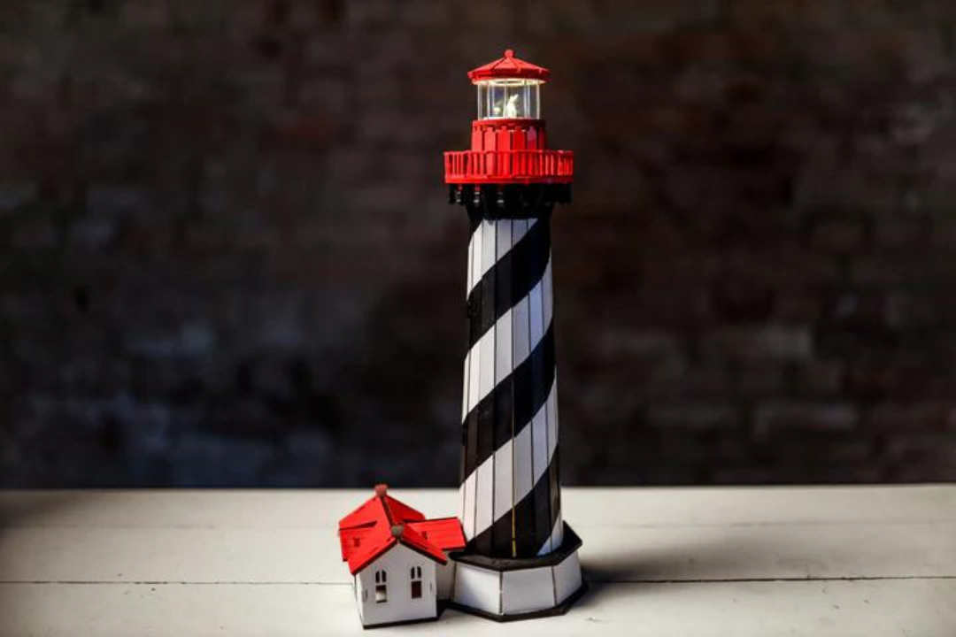 Decorative Lighthouse St. Augustine Light 3D Wooden Puzzles Wooden Lighthouse Decor 3-D Models for Self-Assembly Craft Construction Model Kit Decoration Light Tower Handcrafted Made in Ukraine