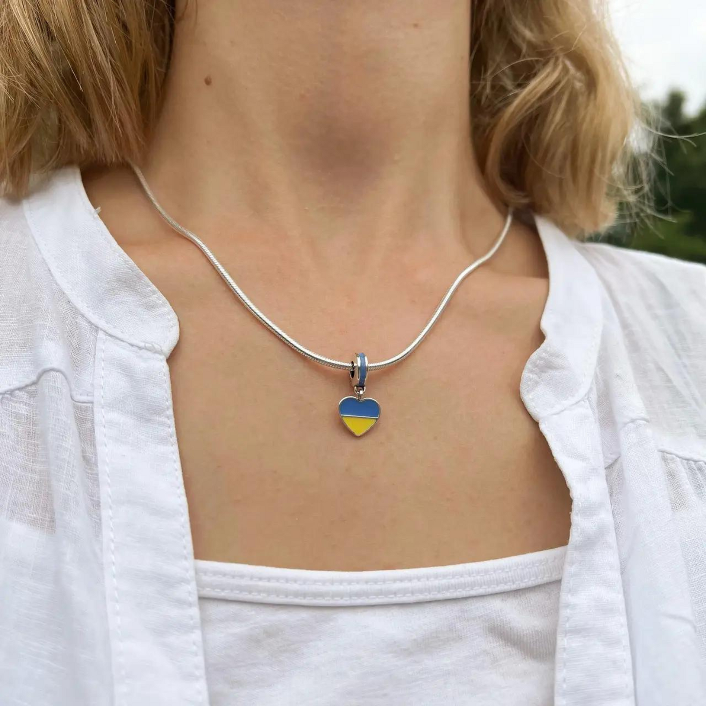 Ukraine Flag Pendant Blue Yellow Ukrainian Heart Pendant Ukrainian Necklace | 925 Sterling Silver | Silver Pendant for Women Men | Made in Ukraine