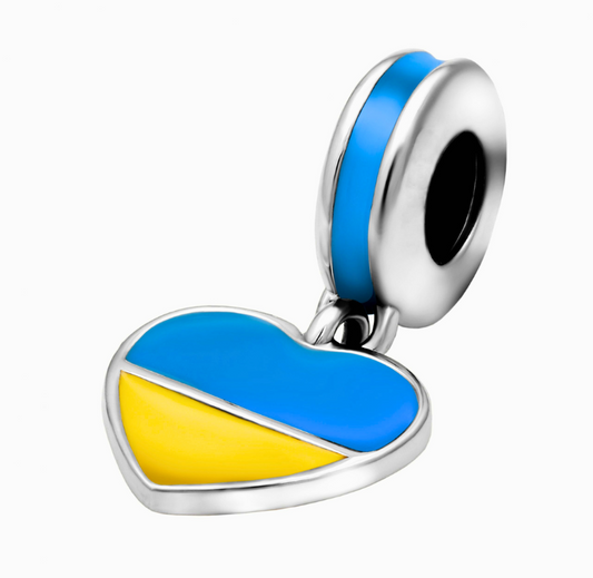 Ukraine Flag Pendant Blue Yellow Ukrainian Heart Pendant Ukrainian Necklace | 925 Sterling Silver | Silver Pendant for Women Men | Made in Ukraine