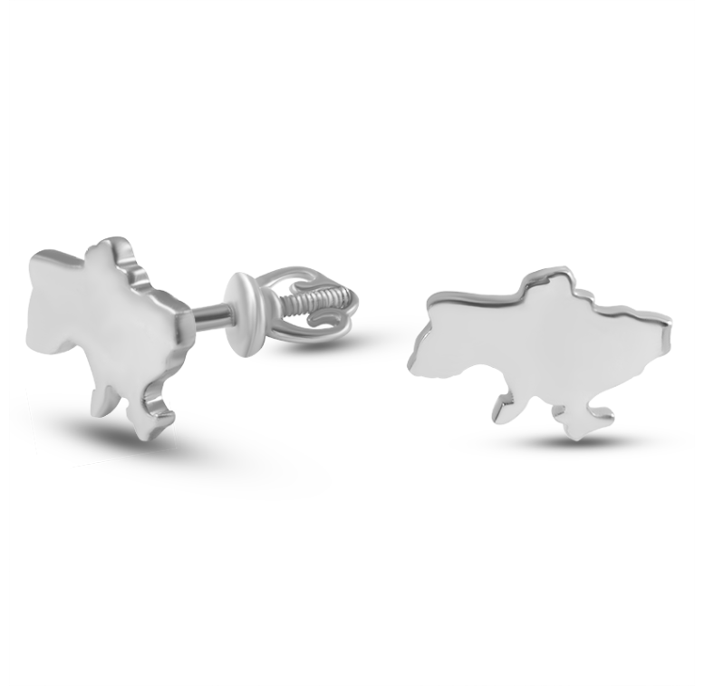 Ukraine Map Shape Earrings Ukraine Country Shape Jewelry Stud Earrings 925 Sterling Silver Earrings for Women Made in Ukraine