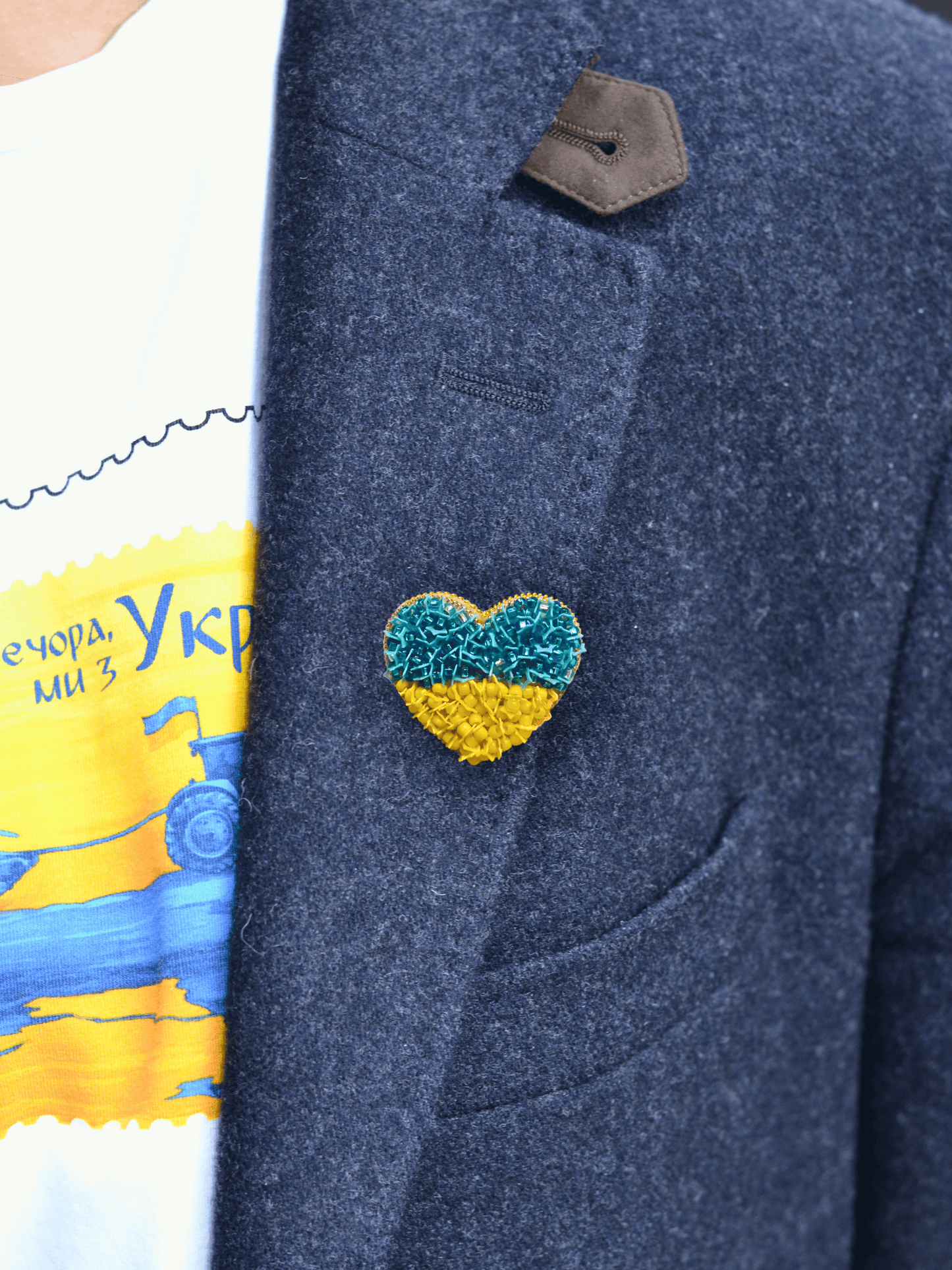 Ukrainian Pride Collection of Brooches || Handmade Brooch || Patriotic Ukrainian Map Brooch and Heart-shaped Brooch || Beaded Brooch in Blue-Yellow || Made in Ukraine