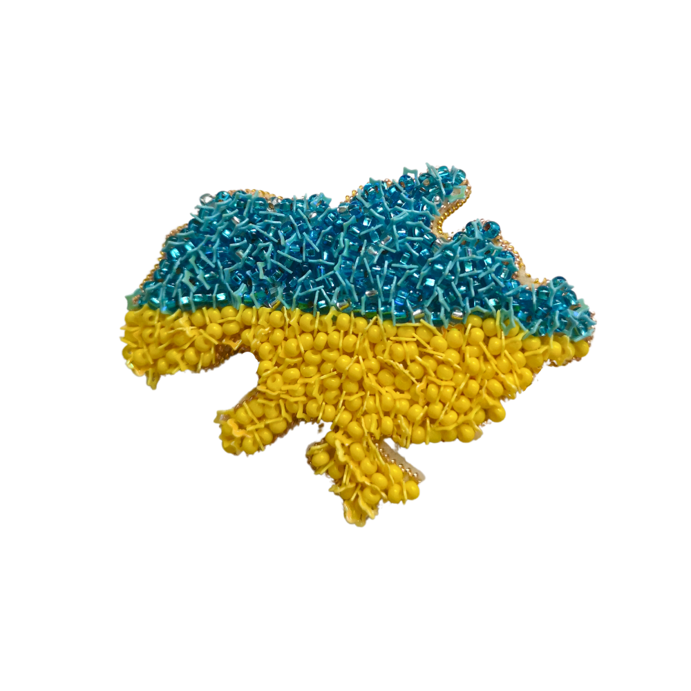 Ukrainian Pride Collection of Brooches || Handmade Brooch || Patriotic Ukrainian Map Brooch and Heart-shaped Brooch || Beaded Brooch in Blue-Yellow || Made in Ukraine