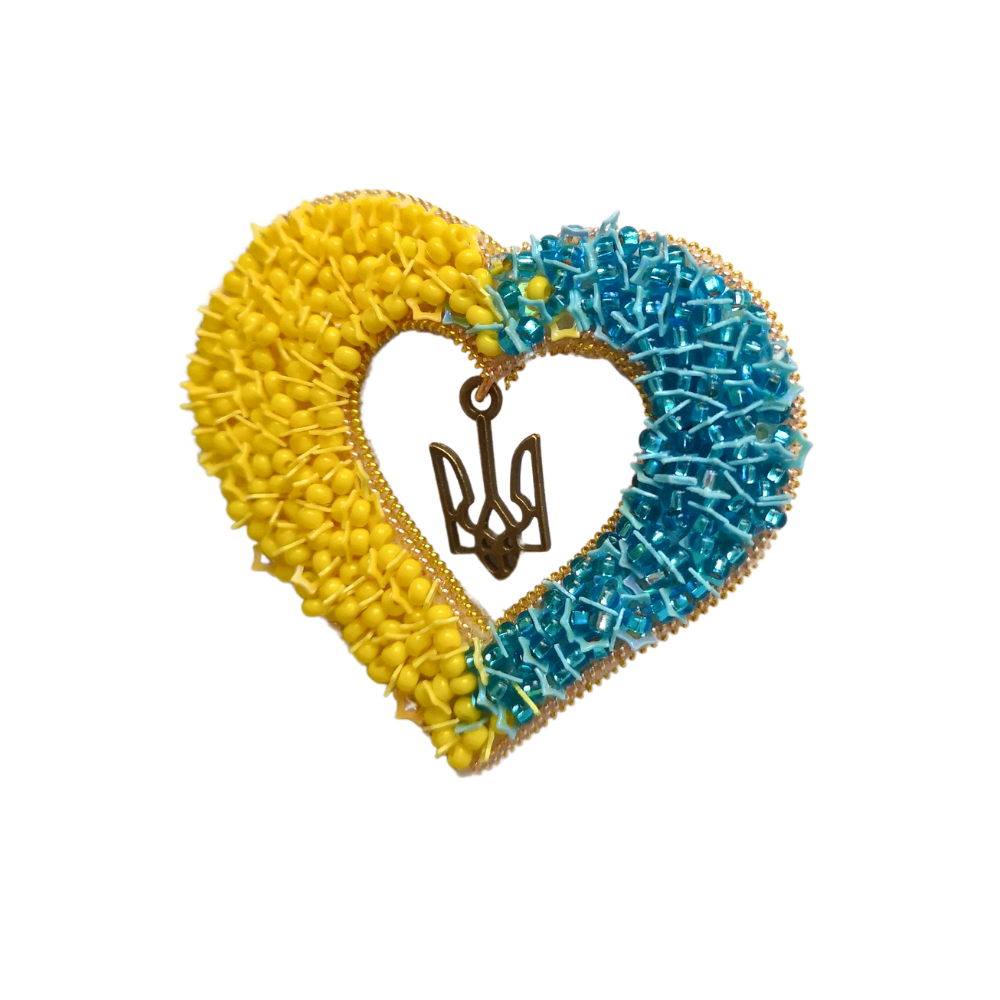 Ukrainian Pride Collection of Brooches || Handmade Brooch || Patriotic Ukrainian Map Brooch and Heart-shaped Brooch || Beaded Brooch in Blue-Yellow || Made in Ukraine