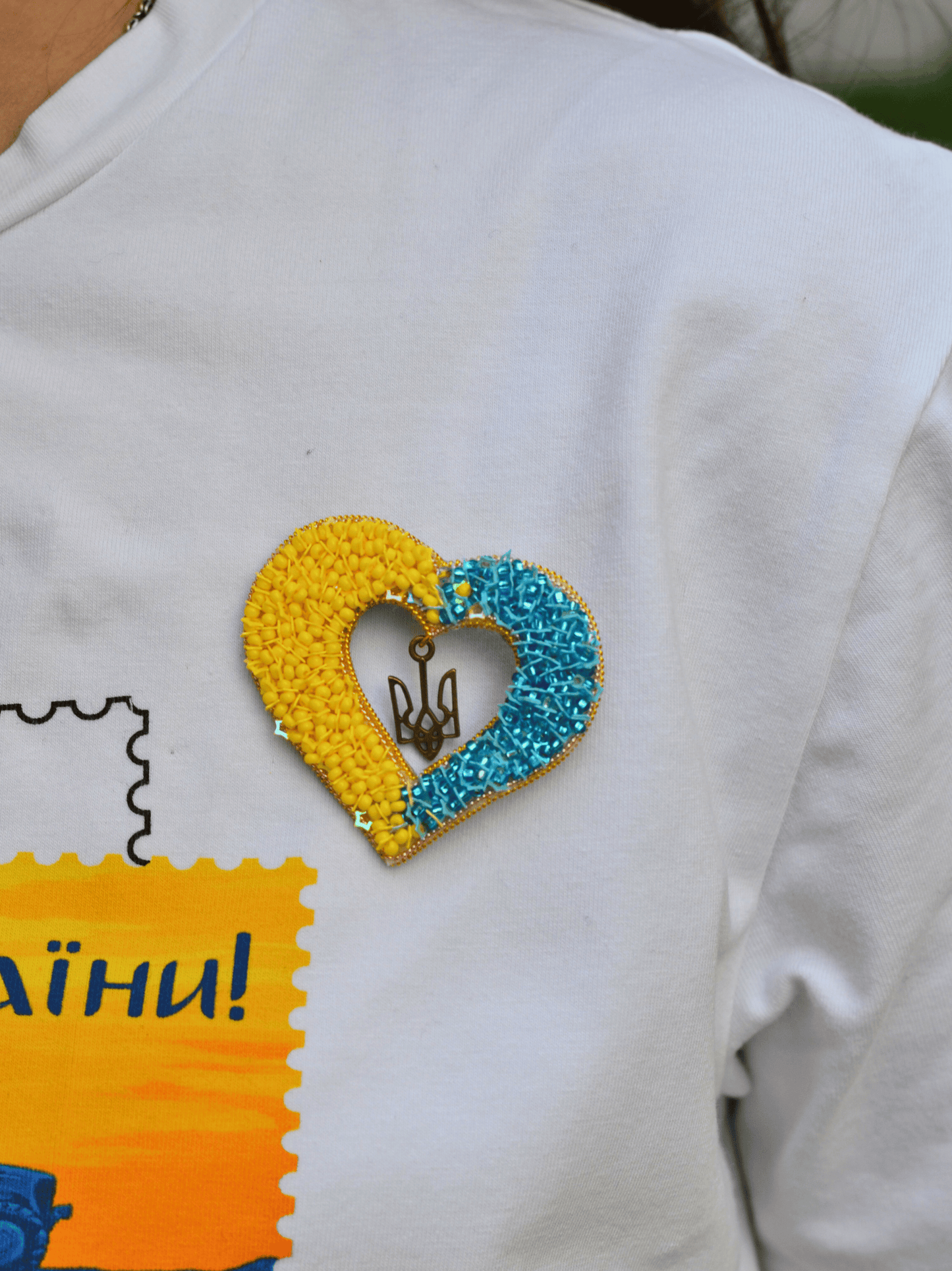 Ukrainian Pride Collection of Brooches || Handmade Brooch || Patriotic Ukrainian Map Brooch and Heart-shaped Brooch || Beaded Brooch in Blue-Yellow || Made in Ukraine