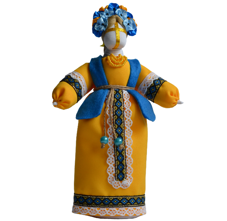 7.5" Exclusive Collectible Ukraine Motanka Doll Slavic Design Yellow Handmade Made in Ukraine