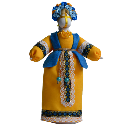 7.5" Exclusive Collectible Ukraine Motanka Doll Slavic Design Yellow Handmade Made in Ukraine