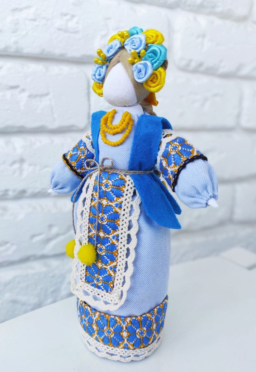 7.5" Exclusive Collectible Ukraine Motanka Doll Slavic Design Blue Handmade Made in Ukraine