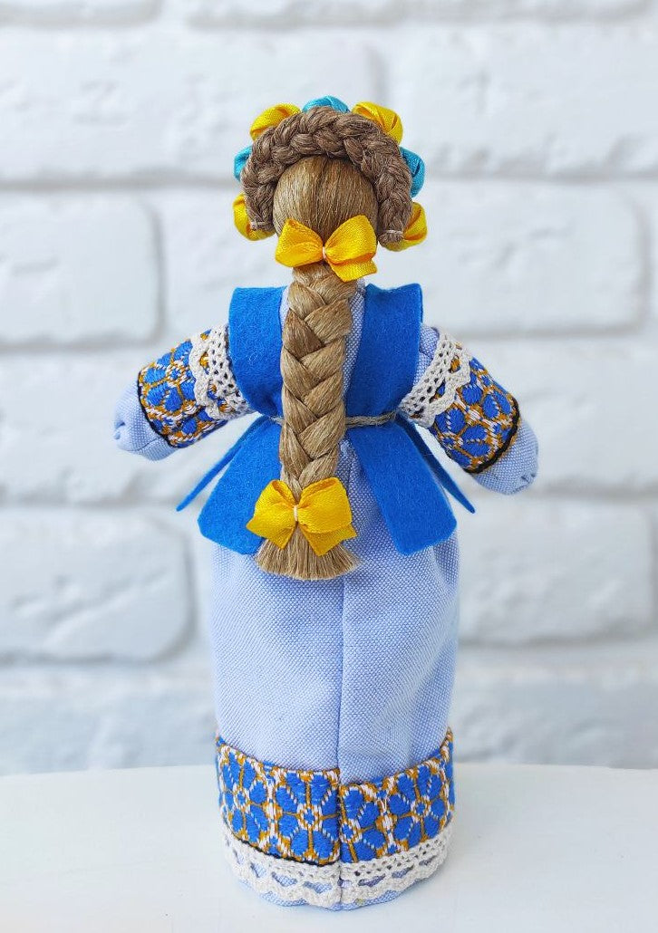 7.5" Exclusive Collectible Ukraine Motanka Doll Slavic Design Blue Handmade Made in Ukraine