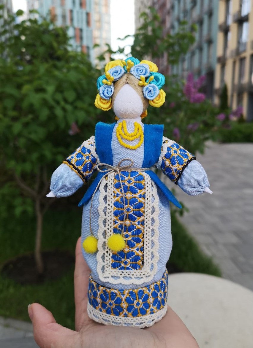 7.5" Exclusive Collectible Ukraine Motanka Doll Slavic Design Blue Handmade Made in Ukraine