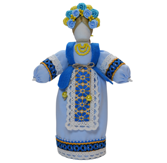 7.5" Exclusive Collectible Ukraine Motanka Doll Slavic Design Blue Handmade Made in Ukraine