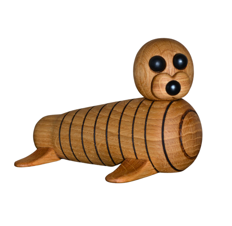 Zoo Collection | Wooden Figure Sea Seal | 5'' Seal Figurine Home Decor Accent | Smoked Oak | Handmade Made in Ukraine