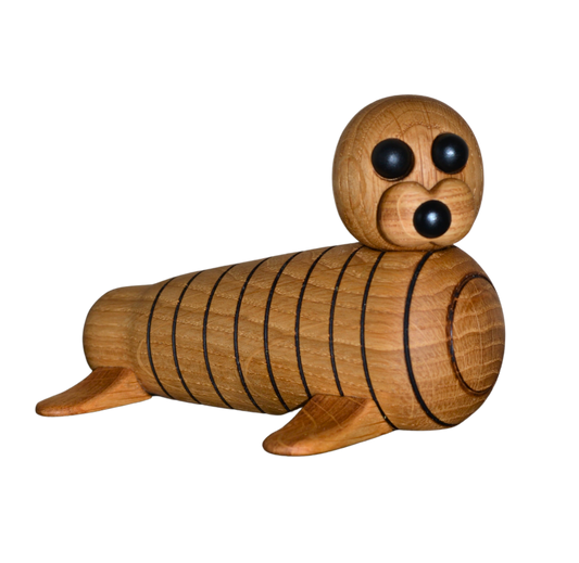 Zoo Collection | Wooden Figure Sea Seal | 5'' Seal Figurine Home Decor Accent | Smoked Oak | Handmade Made in Ukraine