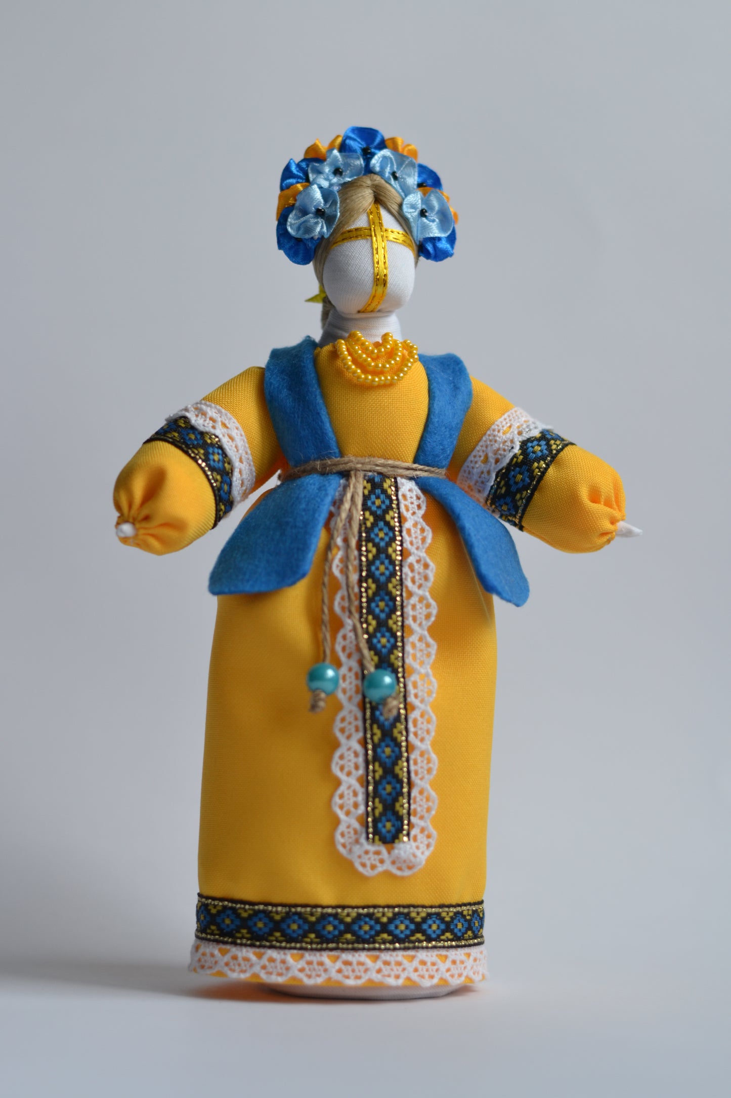 7.5" Exclusive Collectible Ukraine Motanka Doll Slavic Design Yellow Handmade Made in Ukraine