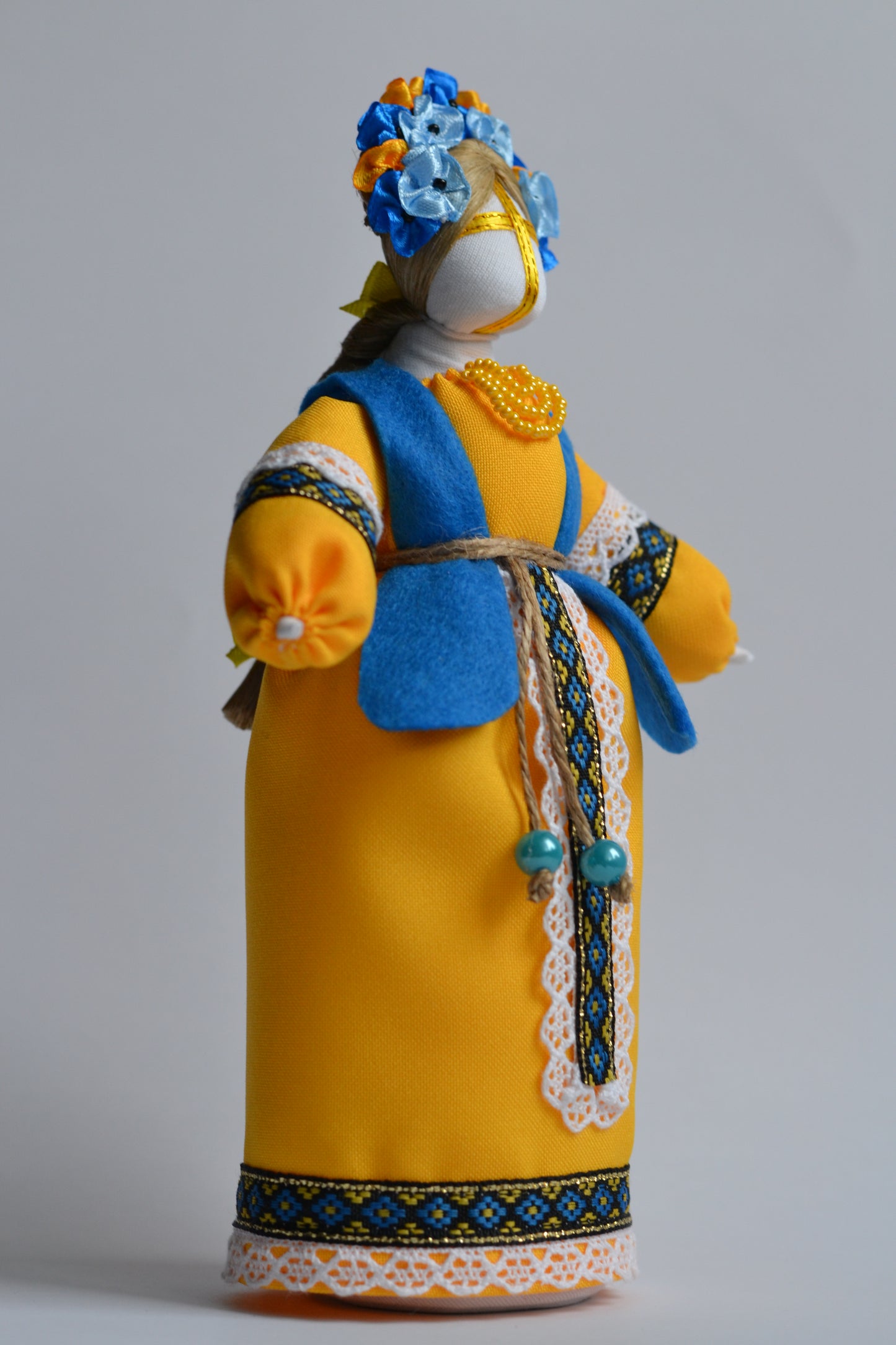 7.5" Exclusive Collectible Ukraine Motanka Doll Slavic Design Yellow Handmade Made in Ukraine