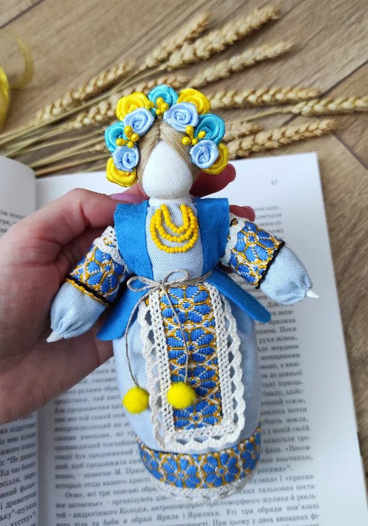 7.5" Exclusive Collectible Ukraine Motanka Doll Slavic Design Blue Handmade Made in Ukraine