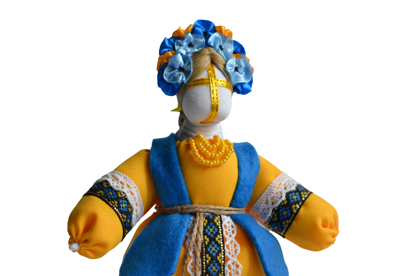 7.5" Exclusive Collectible Ukraine Motanka Doll Slavic Design Yellow Handmade Made in Ukraine