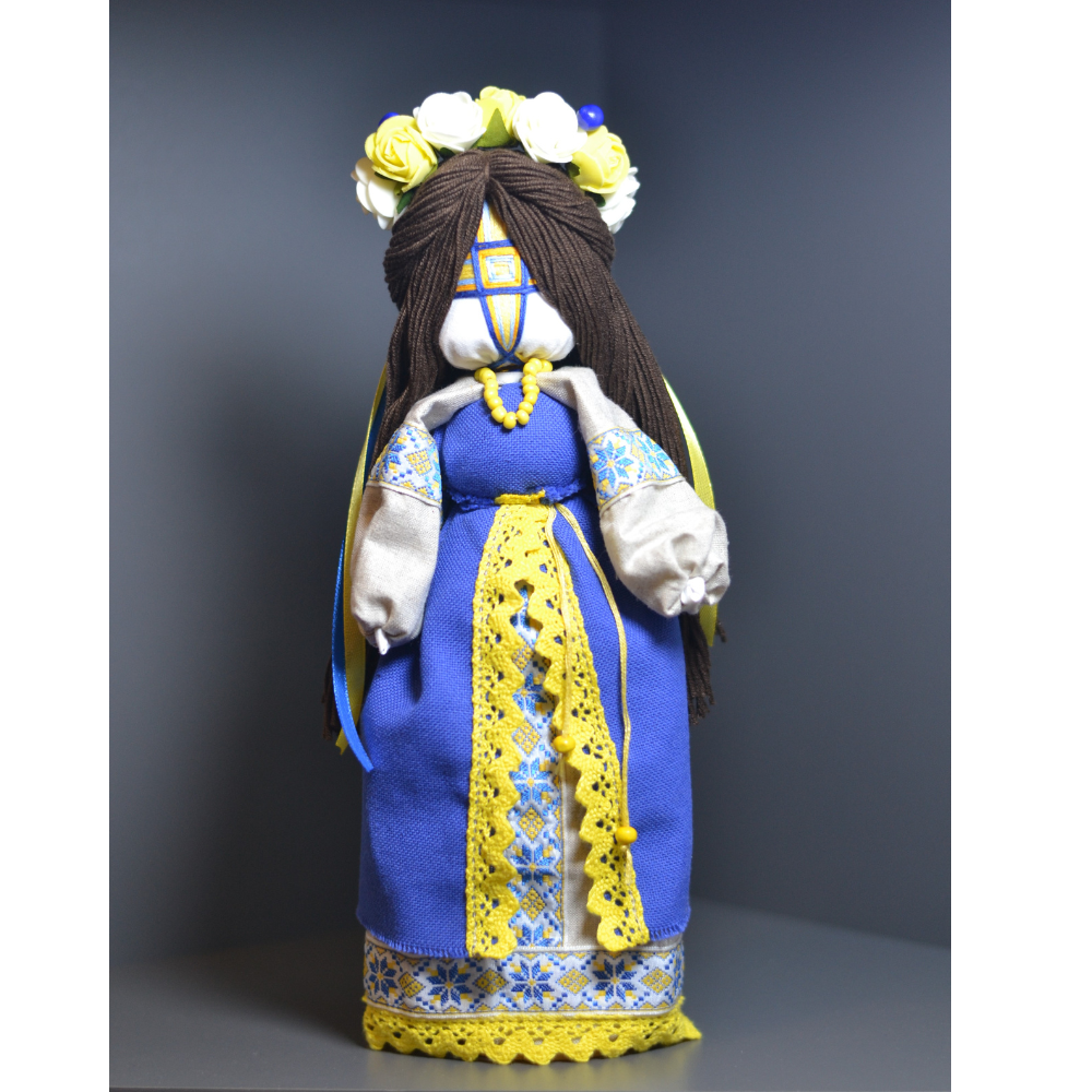 BraveUA 12'' Exclusive Collectible Ukrainian Motanka Doll on Wooden Base Slavic Design Handmade Made in Ukraine